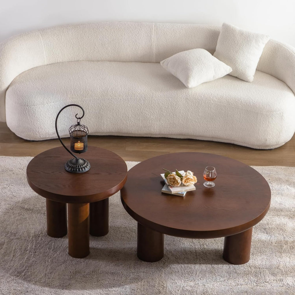 24" Walnut End Table, Simple End Table, Handcrafted Solid Round Table for Living Room, Apartment, Easy Assembly.