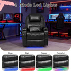 AHMED Dual Motor Power Swivel Rocker Recliner Chair, Faux Leather, Black | Electric Glider Rocking Chair, Massage & Heat, Cup Holders, LED Lights, USB A/USB C Ports