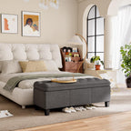 YESHOMY 47 Inches Ottoman with Storage, Storage Bench with Legs, Ottomans for Living Room, Entryway, Adjustable & Movable, Easy Assembly, Dark Gray Textured