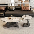 Set of 2 Modern Nesting Coffee Tables with Storage, Sintered Stone Top | Modern Center Table for Living Room, Fully Assembled, Luxury Home Interior Decor(Gray+Gray,130cm/51.2in)