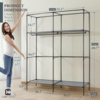 CAPHAUS 55-Inch Clothing Rack with Cover, Portable Closet Wardrobe, Covered Garment Rack for Hanging Clothes, 190LB Capacity Heavy-Duty Metal Frame Clothes Organizer Rack with Storage Shelves