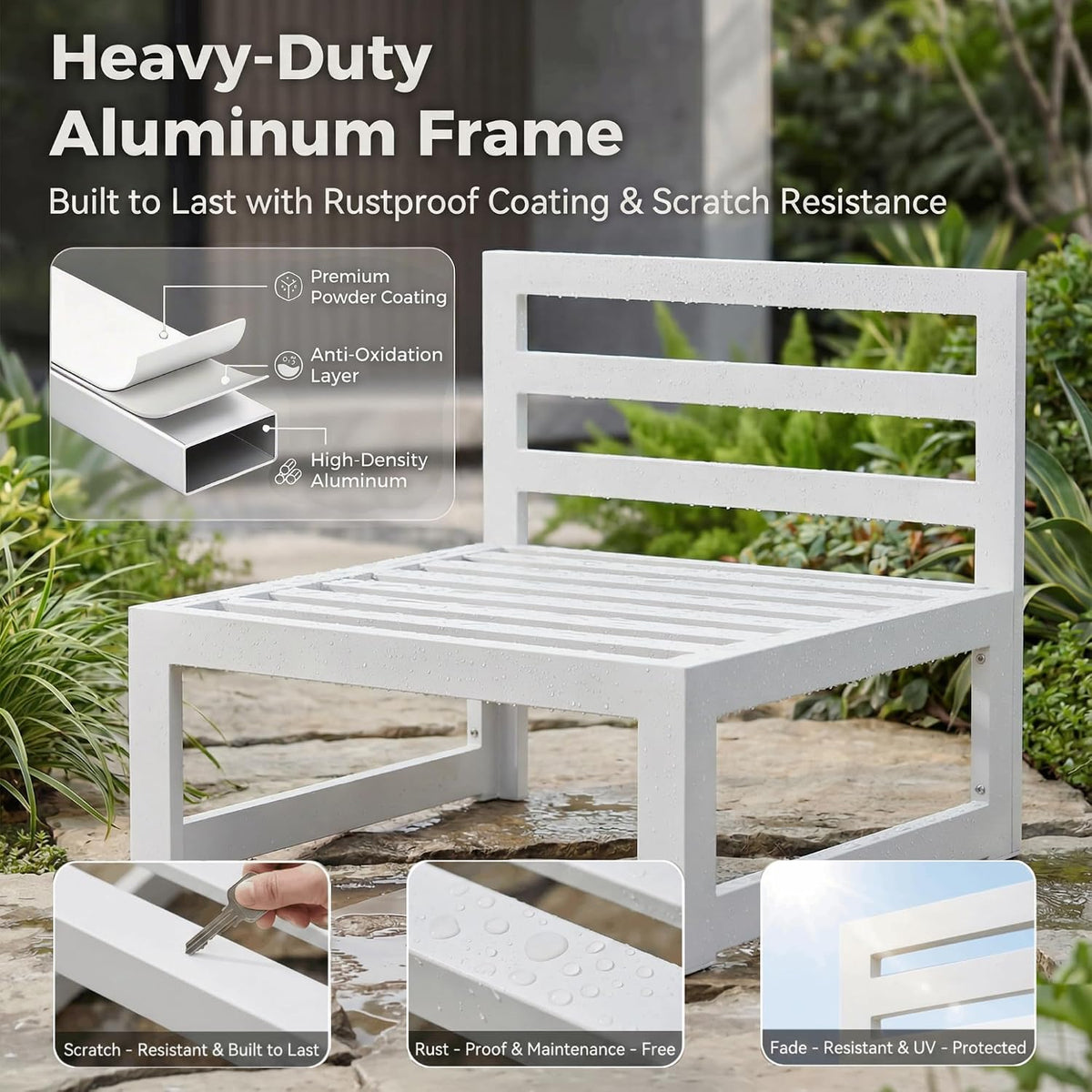 NICESOUL 4 Piece Patio Aluminum Furniture Set, 29" Oversized Wide Deep Seats Outdoor Sectional Sofa, 500 lbs Heavy Duty Modular Conversation Set for Balcony, Porch, Backyard and Poolside, Light Grey