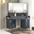 T4TREAM 48" Corner Makeup Vanity with Lighted Triple Mirror, Dark Grey