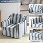 Swivel Accent Chairs Set of 2, 360° Swivel Club Armchairs, Navy Stripe