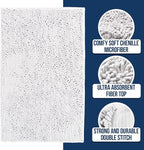 Muddy Mat Chenille Bathroom Rugs Quick Dry Microfiber Mats Non Slip Washable, Extra Thick, Soft and Highly Absorbent Bath Mats for Bathroom, Kitchen, and Shower Floor - White Runner 59"X24"