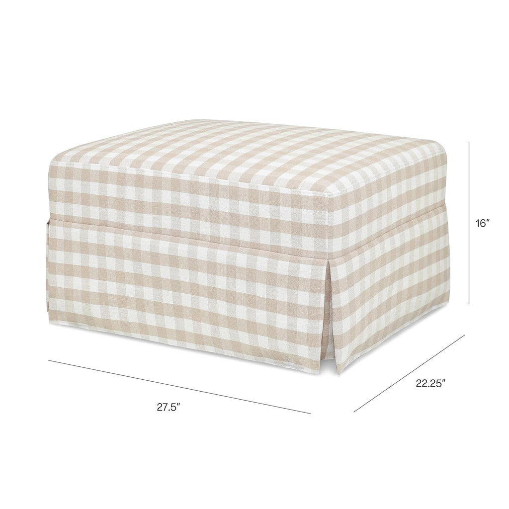 Namesake Crawford Gliding Ottoman in Tan Gingham, Greenguard Gold & CertiPUR-US Certified