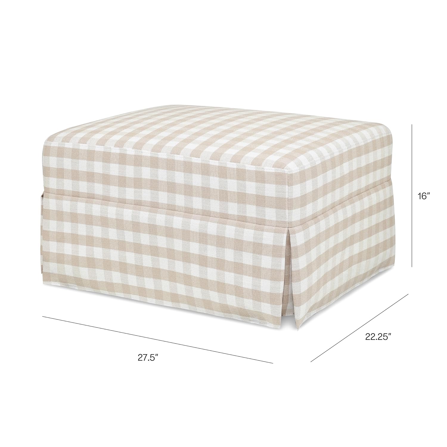 Namesake Crawford Gliding Ottoman in Tan Gingham, Greenguard Gold & CertiPUR-US Certified
