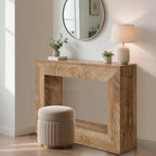 47" Farmhouse Console Table - Long Sofa Table Behind Couch, Wooden Entryway Table for Living Room, Hallway, Entrance, Rustic Rectangular Design, Natural Color
