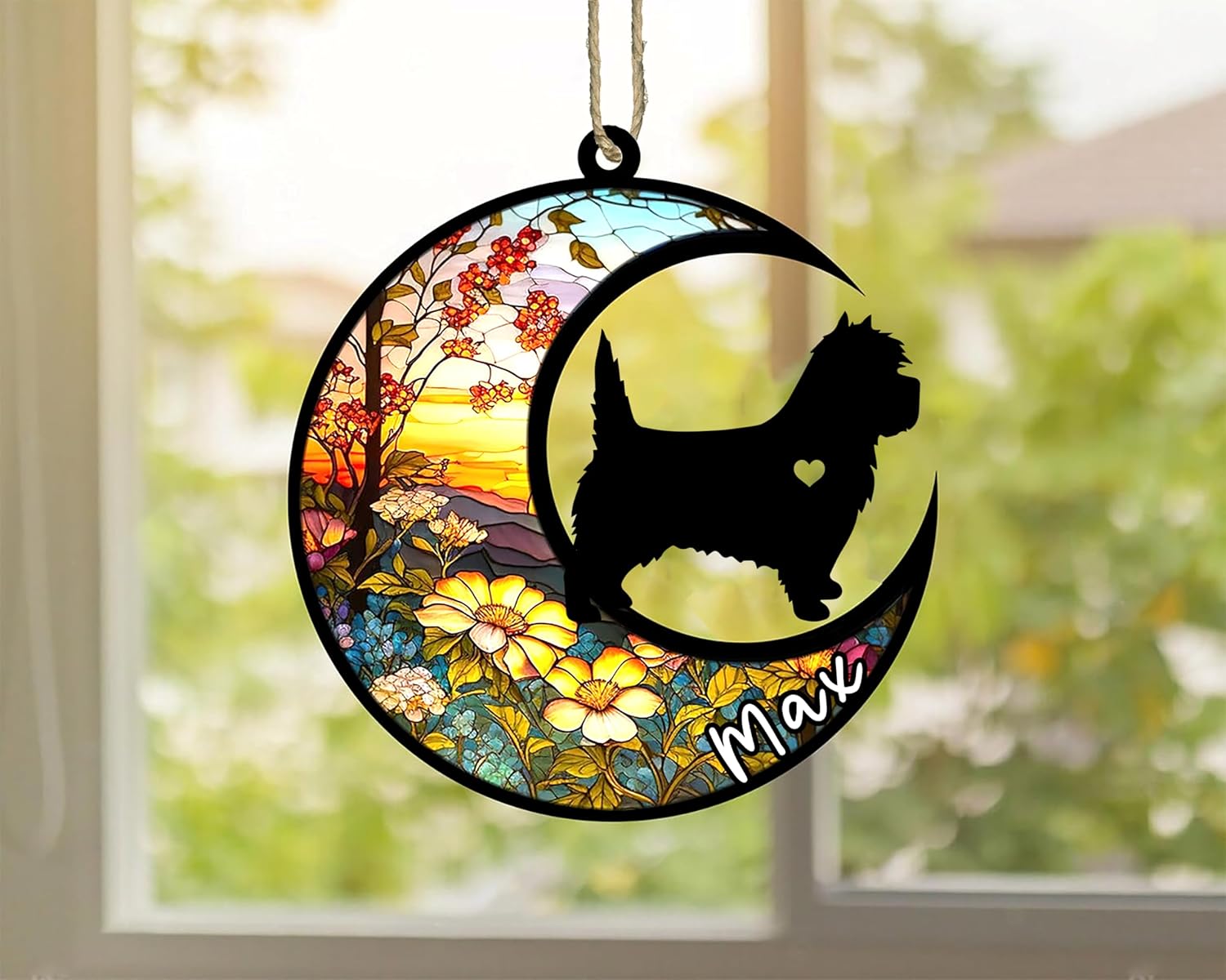 Personalized Dog Memorial, Custom Name Cairn Terrier Dog Christmas Ornament with Name, Custom Breeds, Pet Loss Light Catcher, Gifts for Lovers Loss of Pet Sympathy on Mothers Day Christmas
