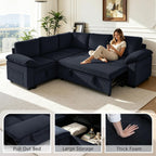 86″ Sectional Sleeper Sofa with Pull Out Bed, Modular Sectional Couch with Storage