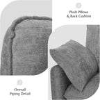 Elegant Oversized Accent Chair for Living Room, 42.1", Chenille, Gray | Modern Upholstered Piping Single Reading Armchair with Cushion Backrest and 2 Pillows for Bedroom, Office, Reception Area