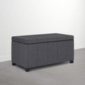 SIMPLIHOME Dover 36" Wide Linen Look Storage Ottoman in Flint Grey