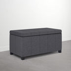 SIMPLIHOME Dover 36" Wide Linen Look Storage Ottoman in Flint Grey