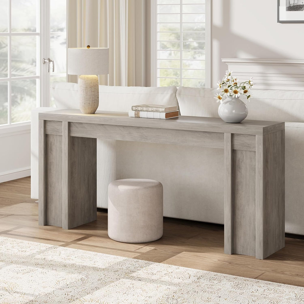 GarveeHome 70.9-Inch Farmhouse Hallway Console Table - Long Sofa Table Behind Couch, Entry Table for Living Room & Foyer Decor, Gray