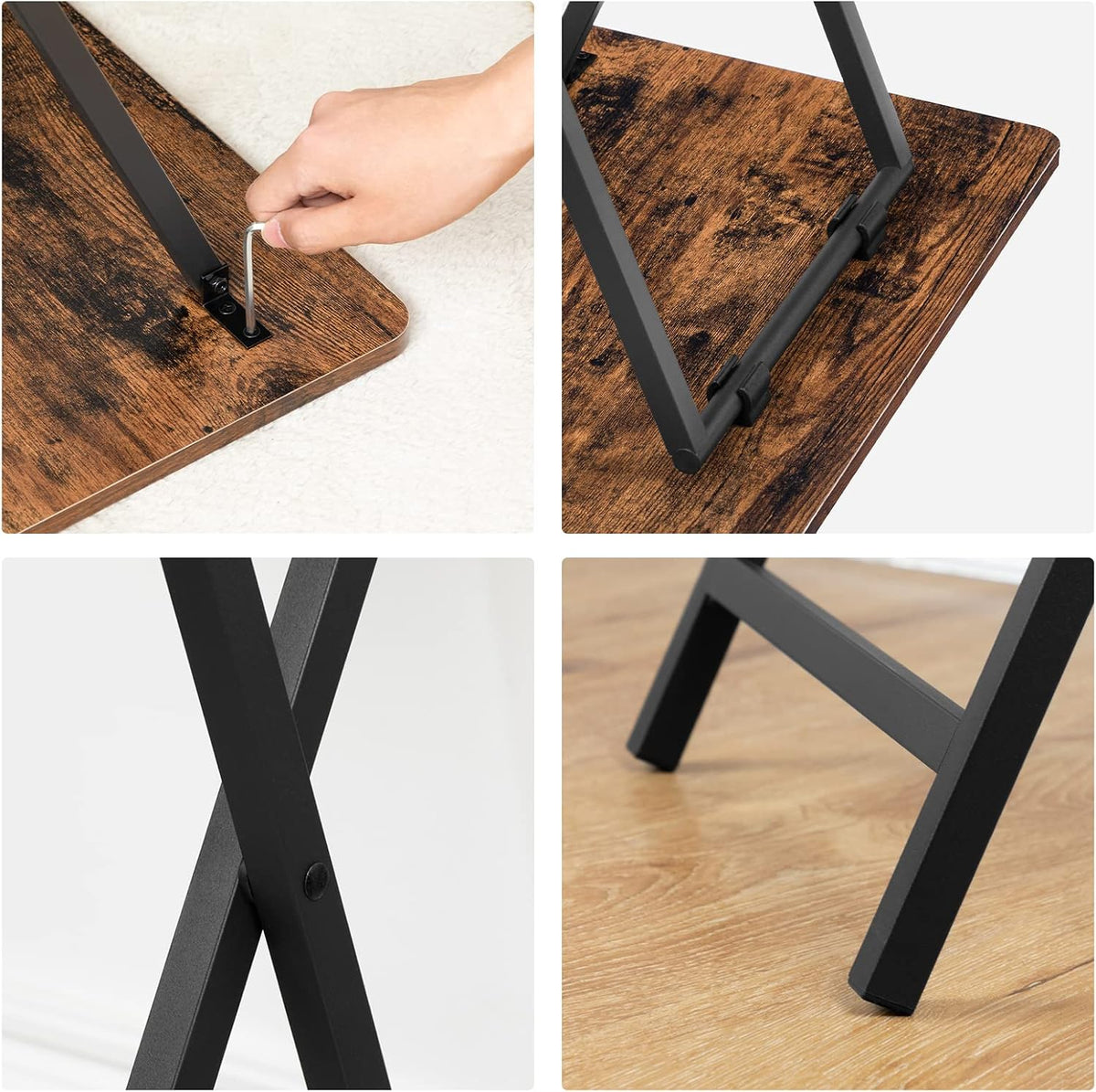 HOOBRO Portable TV Trays Set of 2, Folding TV Dinner Tables, TV Tray Tables for Small Space, Dining Trays for Eating at Couch and Bed, Easy Assembly, Space Saving, Rustic Brown and Black BF20BZP201