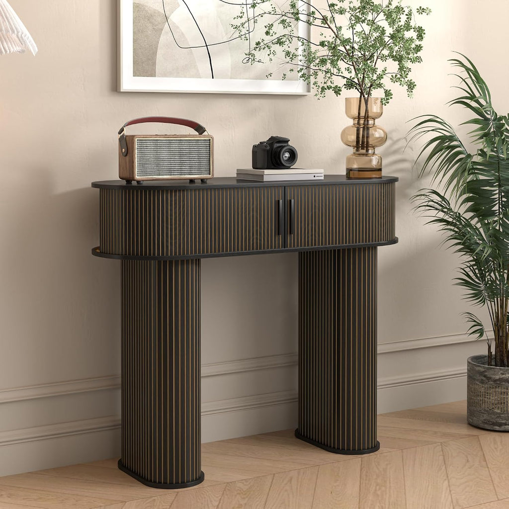 Round Modern Console Table, Mid Century Sofa Table