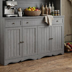 Timechee 75.9" Tall Kitchen Pantry Storage Cabinet with Drawers, Farmhouse Storage Hutch Cabinet with Doors and Shelves, Kitchen Food Pantry Cupboard and Coffee Bar Station for Dining Room, Grey