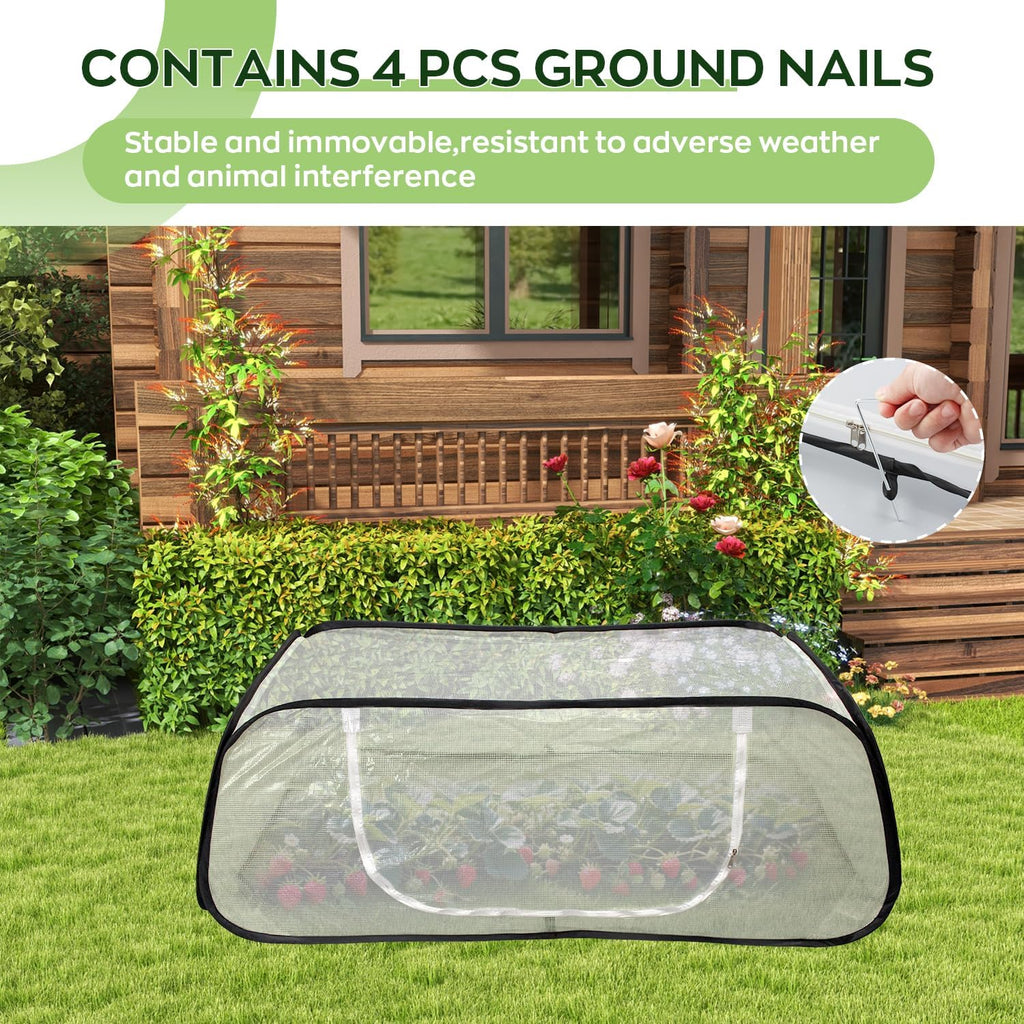Raised Garden Bed Cover with Frame-4x2x1.3ft Garden Greenhouse Cover with Zipper Door,Garden Rows Accelerator Plants Cover for Vegetable & Flower Beds