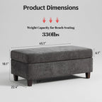 GENTEACO 45" Storage Ottoman Bench with Reversible Wooden Tray Top, Large Chenille Upholstered Ottoman Coffee Table with Hidden Storage, Foot Rest Bench for Living Room, Bedroom, Entryway,Dark Gray