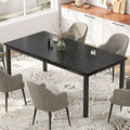 Garvee 79 in Dining Table for 6, Farmhouse Wooden Kitchen Tables for Family, Rectangular Industrial Style Dining Room Table with Sturdy Metal Frame, Long Desk for Restaurant, Kitchen, Office,Black