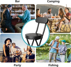 Folding Stool,Cushioned Padded Folding Bar Stool,18inch Black Height Heavy Duty Portable Chair Stool with 300lbs Capacity for Kitchen Living Room Garden Camping Fishing
