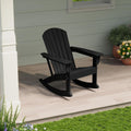 Costaelm Outdoor Adirondack Chair, All Weather Resistant Lawn Chairs Balcony Chair and Fire Pit Chairs, Deck Chairs Outdoor Porch Rocking Chair High Back HDPE Poly Lumber, Black