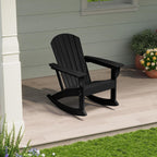 Costaelm Outdoor Adirondack Chair, All Weather Resistant Lawn Chairs Balcony Chair and Fire Pit Chairs, Deck Chairs Outdoor Porch Rocking Chair High Back HDPE Poly Lumber, Black