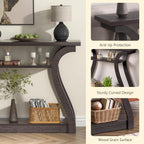 47" Narrow Console Table, Entry Table with Curved Legs, Sofa Table | Wood Console Table 3-tier Shelf Modern Accent Sofa Table for Entrance Area, Living room, Hallway (Brown)