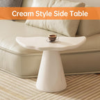 Cloud Shape End Table, Modern Accent Cocktail Table for Small Space Living Room, Tapered Pedestal Base Side Table, 15.74" Hight, Easy Assemble, Cream White