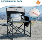 DMH OUTDOORS Camping Directors Chair with Side Table & Breeze Mesh Backrest | Oversized Heavy Duty Lawn Chairs with Pocket, 1-Step Setup Portable Folding Camp Chair for Beach, Sports, Fishing, Tailgating
