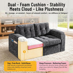 Loveseat Sofa for Living Room, Small Cloud Couch with Double-Density Foam Support, Removable Washable Corduroy Cover & 4 Pillows, Comfy Floor Sofa, Compact Couch for Small Spaces, Dark Grey