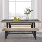 STHOUYN 59” Dining Bench Pair of 2 for 6-8 Person, Farmhouse Indoor Kitchen Table Benches, Bed Bench, Industrial Shoe Bench (Grey 2pcs)