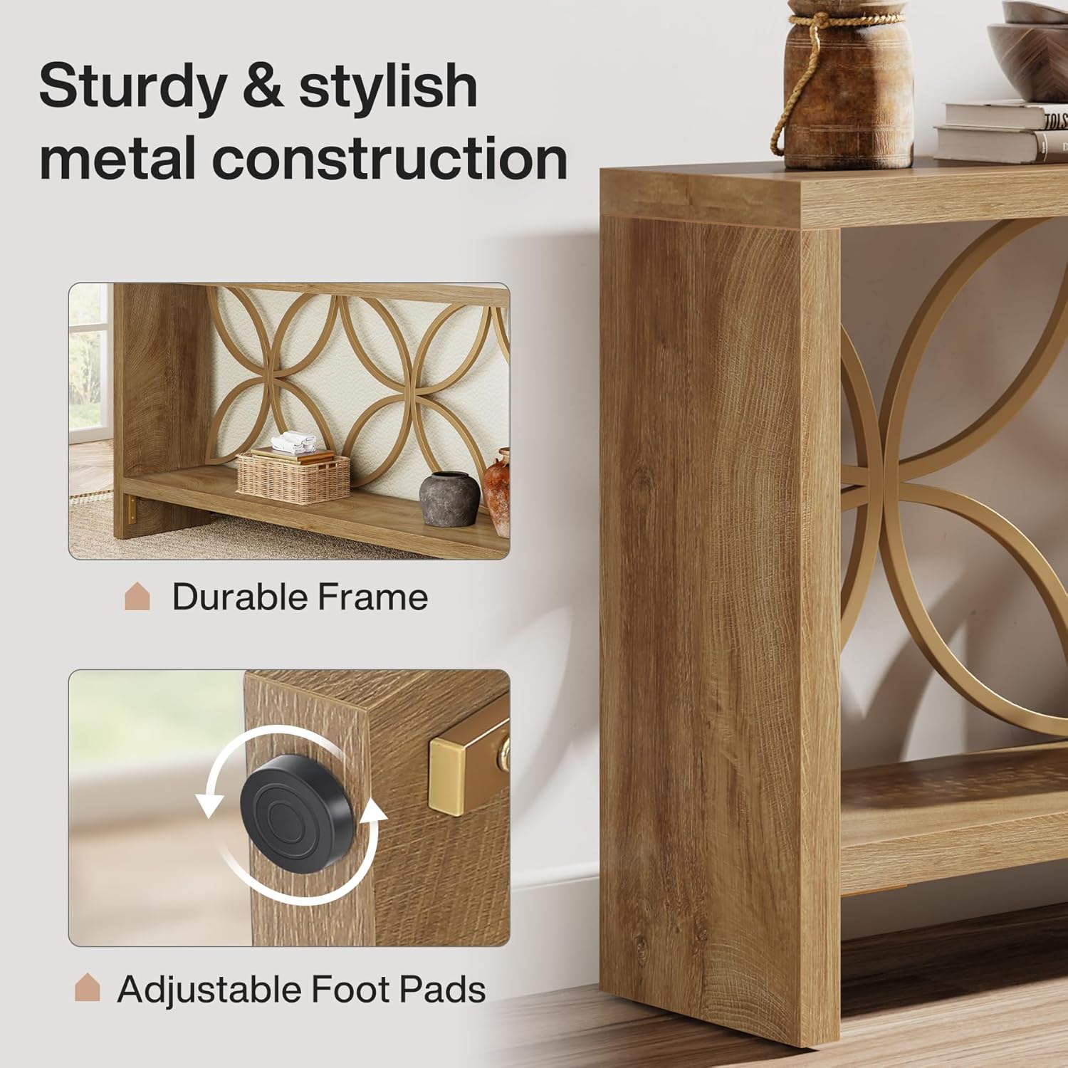 Tribesigns 70.9-Inch Narrow Sofa Table, FarmhouseLong Sofa Table Behind Couch, Entry Console Table with Storage for Entryway, Living Room, Foyer, Unique Design, Natural