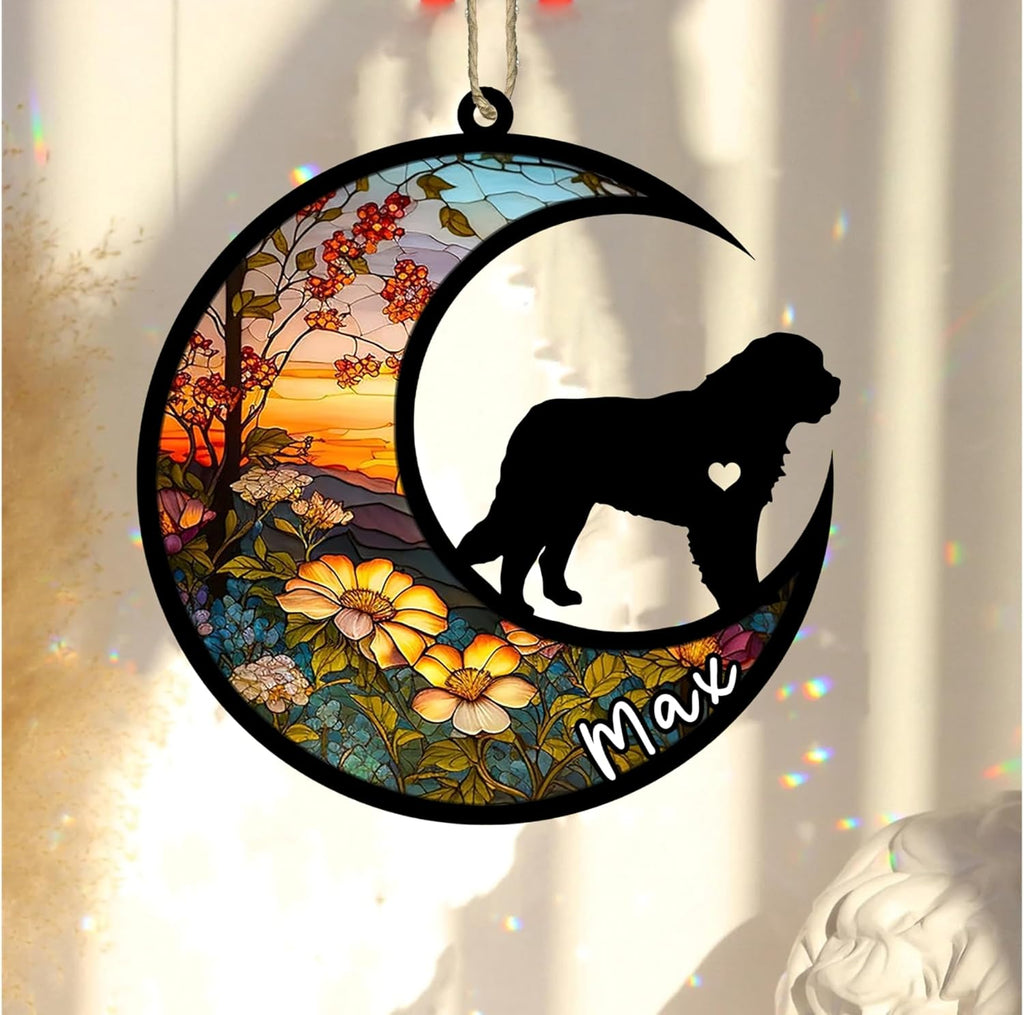 Personalized Dog Memorial, Custom Name Saint Bernard Dog Christmas Ornament with Name, Custom Breeds, Pet Loss Light Catcher, Gifts for Lovers Loss of Pet Sympathy on Mothers Day Christmas