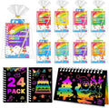 Party Favors for Kids: 24 Pack Scratch Art Notebooks with Rainbow Colors, 2-in-1 Coloring & Scratch Books, Bulk Birthday Gifts, Goodie Bags, Classroom Prizes for Boys & Girls