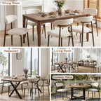 Furniliving Mid Century Modern Dining Chairs Set of 4, 300 lbs Capacity Upholstered Linen Kitchen Chairs with Walnut Grain Metal Legs and Ergonomic Curved Back, Beige