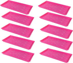 SUNPACK 10" x 20" Heavy Duty Shallow Plastic Seed Starting Tray, Magenta, 1" (Pack of 10) - Lined with Drainage Holes for Excess Water and Aeration, Ideal for Greenhouses or Indoor Gardening