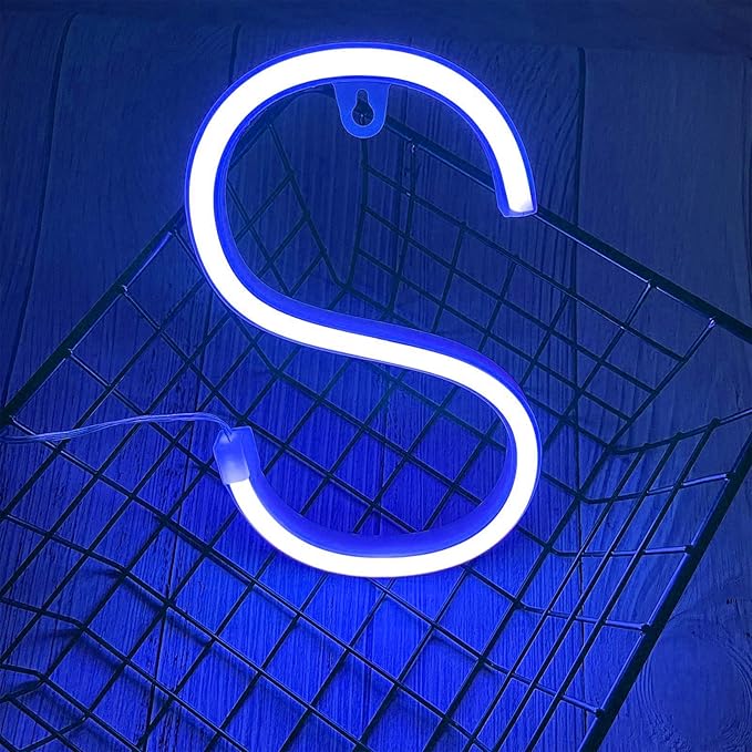 ENUOLI Neon Signs, Letters Light Neon Letters Marquee Letters with Lights Blue Light Up Signs for Wall Decor Christmas Party Bar Decorations Lights for Wedding Birthday (S)