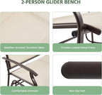 Yaheetech Glider Bench for Outside Patio 2-Person Outdoor Loveseat,Beige | Front Porch Bench and Patio Glider with Heavy-Duty Steel Frame for Backyard Poolside Garden and Smooth Gliding Motion for Two