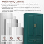 75" Tall Kitchen Pantry Cabinet, Storage Cabinet with 3 Drawers | Metal Kitchen Cabinet with Doors & 2 Adjustable Shelves, Tall Food Pantry, Cupboard for Kitchen, Dining Room, Garage, Office