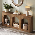 Tribesigns 70.9" Console Table with Storage, Wood Entryway Entry Table with 3 Arched Shelves for Foyer, Hallway, Living Room, Behind Couch Sofa, Narrow Long, Brown