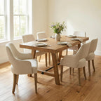 7-Piece Farmhouse Wooden Dining Room Table Set for 6, 59" Reclaimed Wood Dining Table with Upholstered Chairs, Solid Wood Kitchen Table & Chair Set for Dining/Kitchen Room, Brown