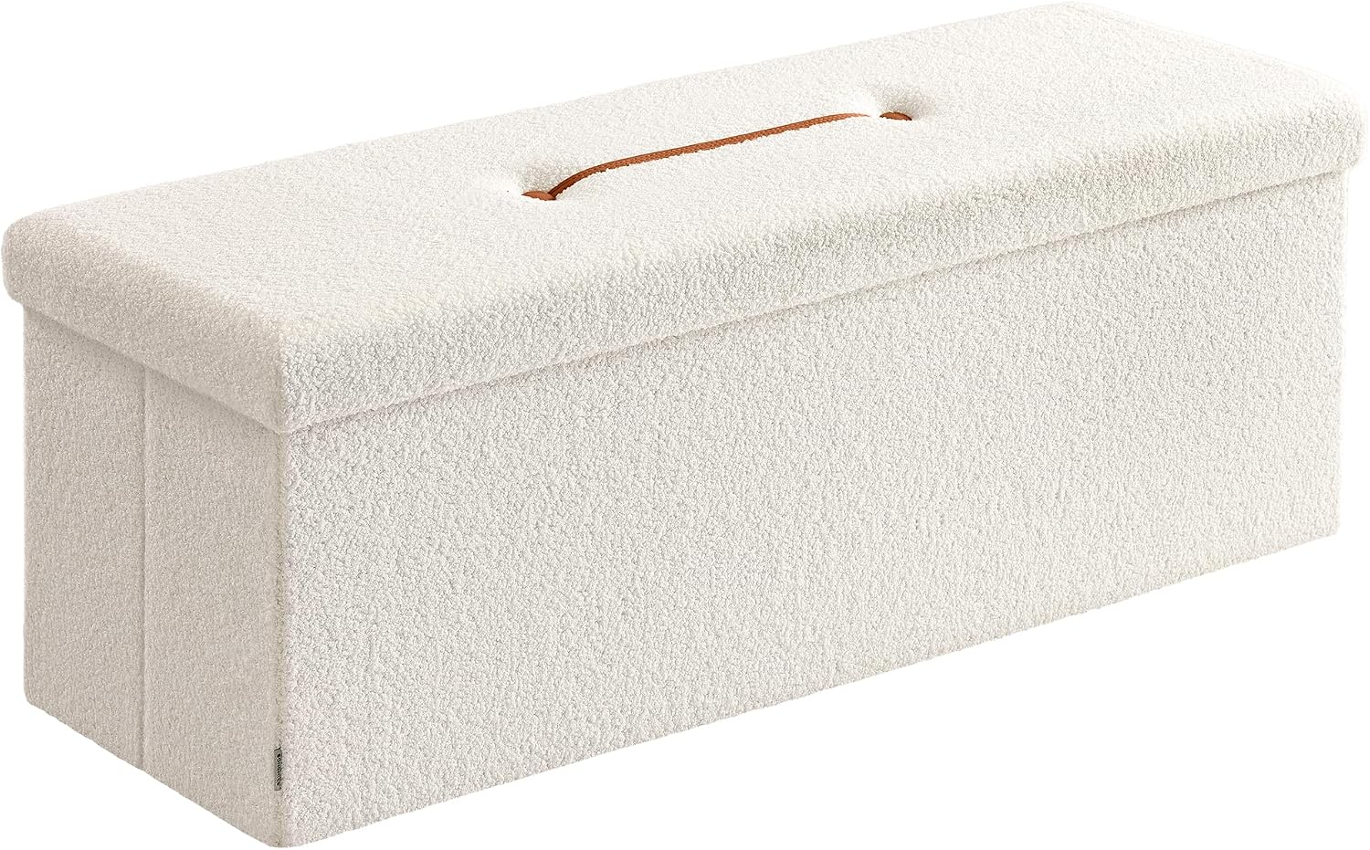 SONGMICS Large Folding Storage Ottoman Bench, 15 x 43 x 15 Inches | Foot Rest Stool, Load up to 660 lb, Cappuccino White and Ink Black, MINOTA Collection ULSF097W01