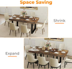 Zevemomo 63"-78.7" Rectangular Extendable Dining Table, 6-8 Extendable Dining Table, Conference Table, Kitchen Table with Slide Track, Tapered U-Shaped Wood Legs for Office, Living Room-Rustic Brown