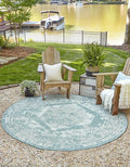 Unique Loom Outdoor Traditional Collection Area Rug - Valeria (13' Round Aqua/Ivory)