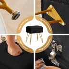 Alessing Vanity Stool Chair Ottoman with Storage, Sherpa Vanity Chair for Makeup Room, Rectangle Vanity Stools with Metal Legs, Soft Makeup Stool Footrest Footstools for Bedroom Living Room, Black | Square Padded Seat Foot Stool With Metal Legs For