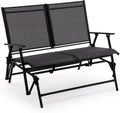 Zedachica 2-Person Outdoor Glider Bench No Assembly Required, Glider Loveseat for Outside Patio with Smooth Rocking, Patio Glider with Steel Frame for Porch Deck Backyard Garden (Loveseat, Black)