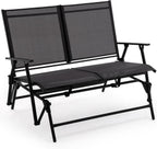 Zedachica 2-Person Outdoor Glider Bench No Assembly Required, Glider Loveseat for Outside Patio with Smooth Rocking, Patio Glider with Steel Frame for Porch Deck Backyard Garden (Loveseat, Black)
