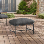 Modway Raya Outdoor Boucle Ottoman in Charcoal - Patio Sitting Stool Ottoman - Metal Frame Footrest with Removable Boucle Cushion for Porch, Deck, Backyard