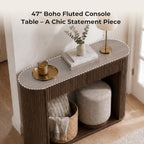 CHITA 47-Inch Fluted Console Table with 2 Drawers，Farmhouse Entryway Table for Behind Couch for Living Room, Hallway, Foyer, Entrance,Walnut